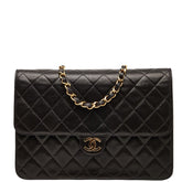 シャネル マトラッセ ココマーク チェーン ショルダーバッグ ブラック ラムスキン レディース CHANEL 【中古】
